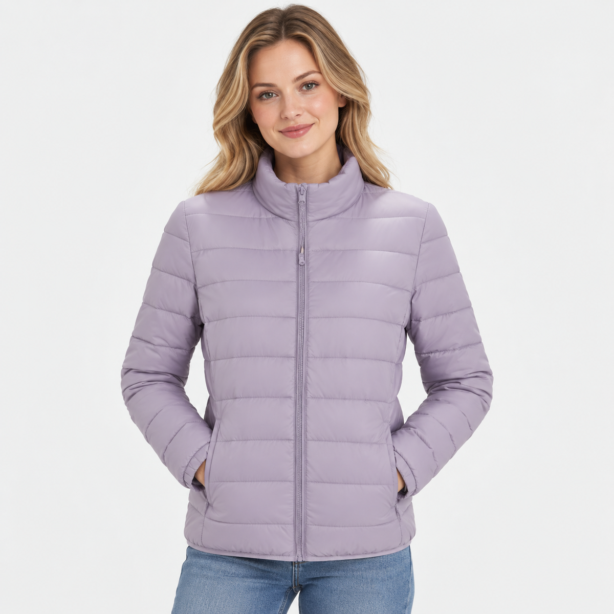 Women's Lightweight Down Jacket - Hooded with Pockets