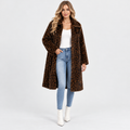 Women's Faux Fur Jacket with Dark Leopard Print