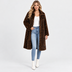 Women's Faux Fur Jacket with Dark Leopard Print