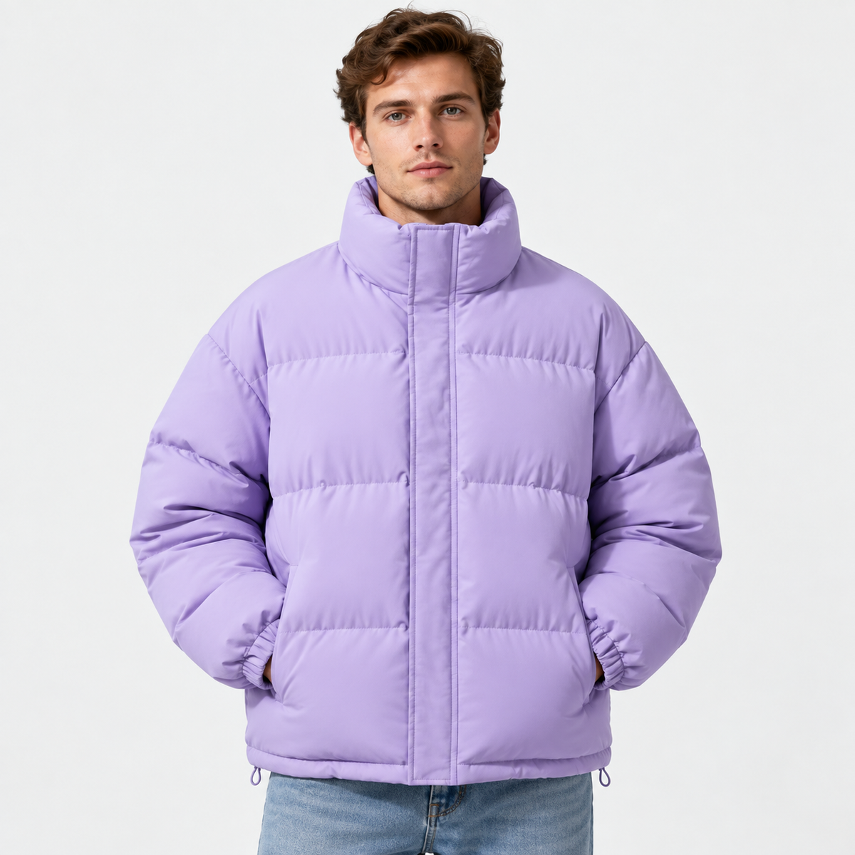 Men's Stand Collar Padded Coat - Thickened Loose Fit