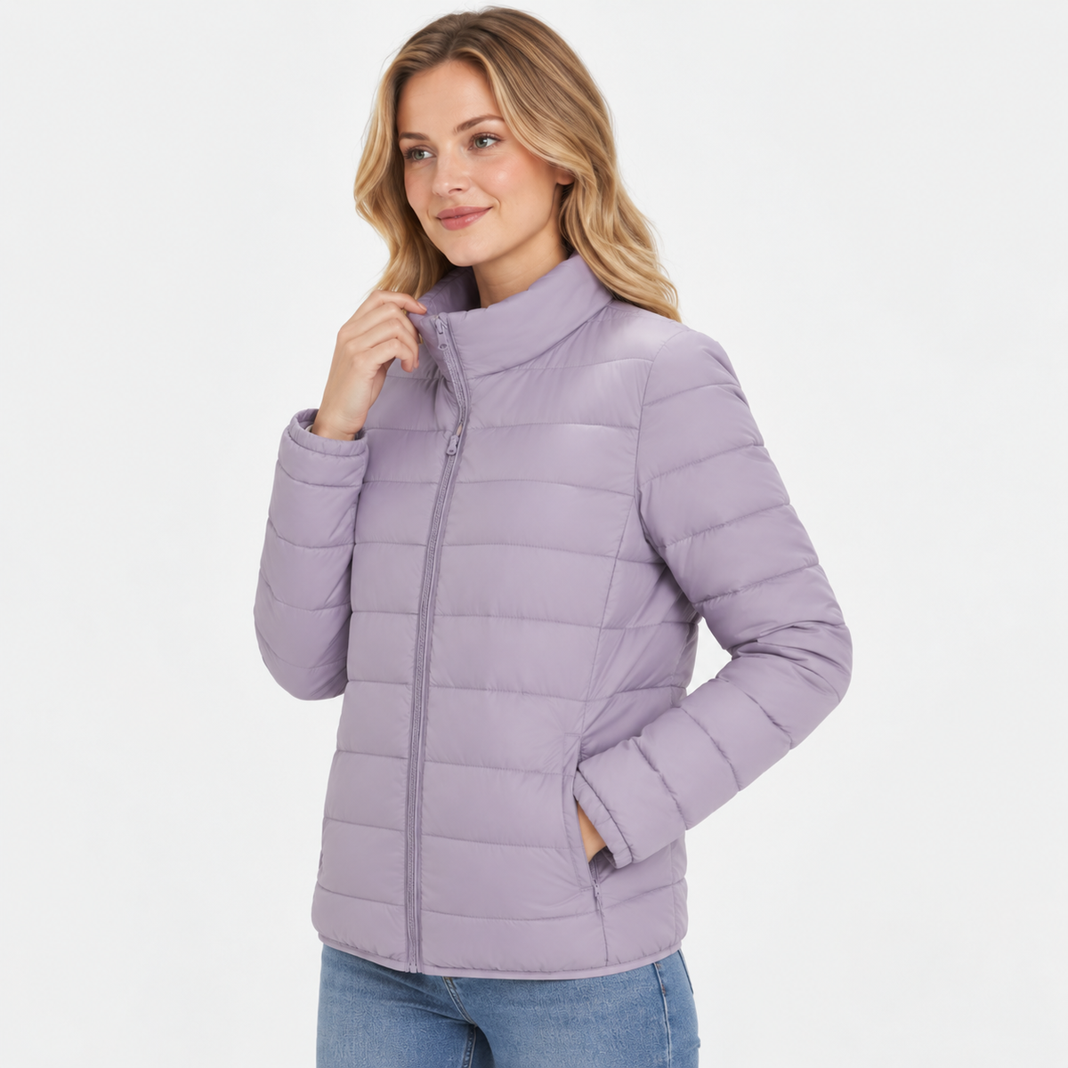 Women's Lightweight Down Jacket - Hooded with Pockets