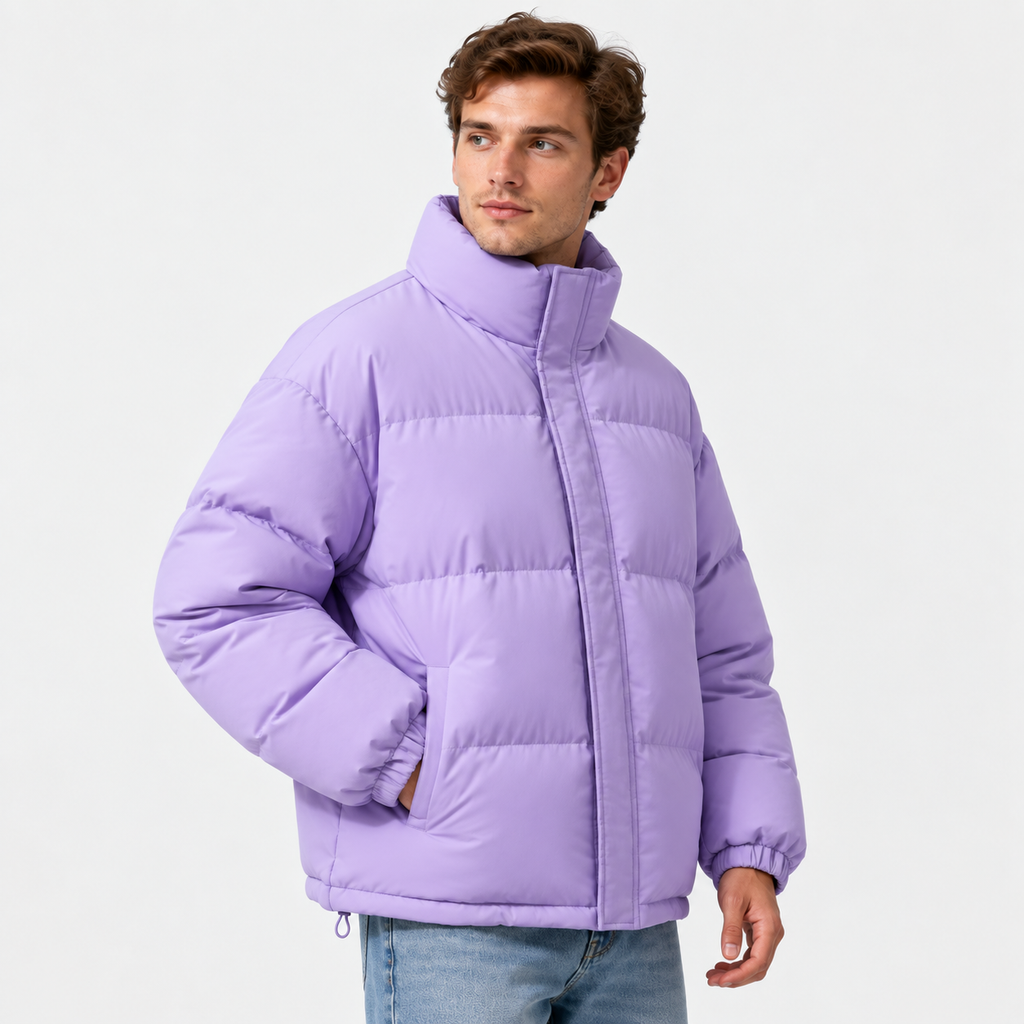 Men's Stand Collar Padded Coat - Thickened Loose Fit