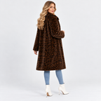 Women's Faux Fur Jacket with Dark Leopard Print