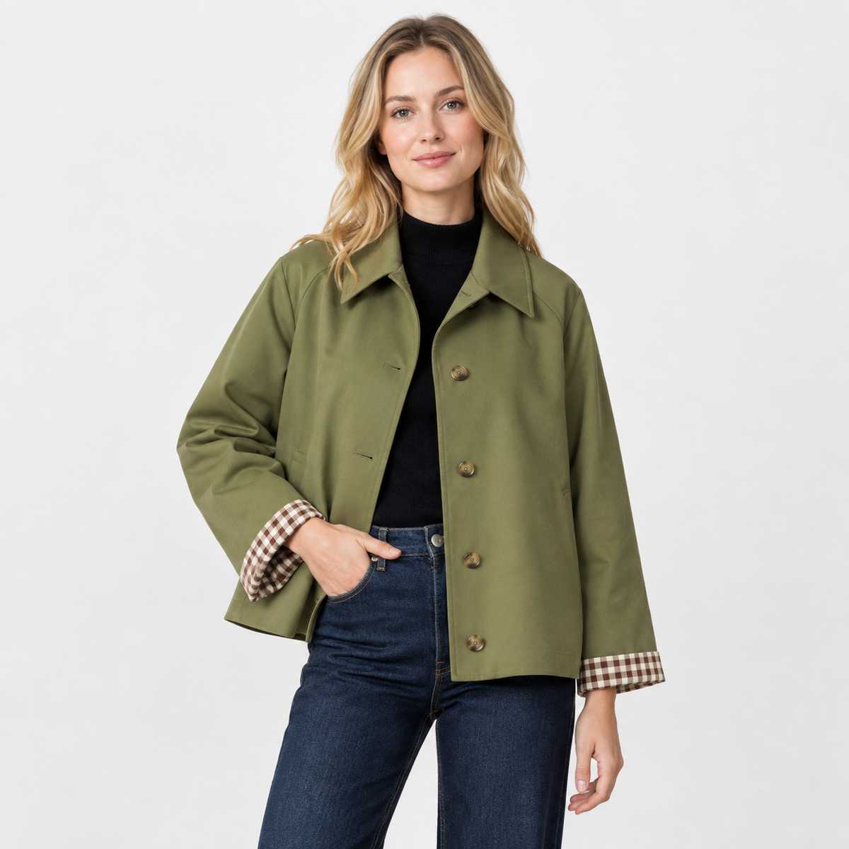 Women's Casual Jacket - Single-Breasted Woven Design