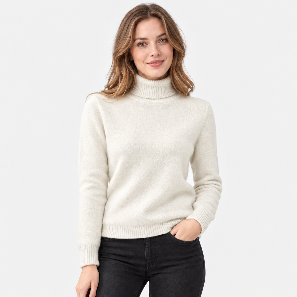 Women's Fleece Turtleneck Sweater - Long Sleeve Pullover