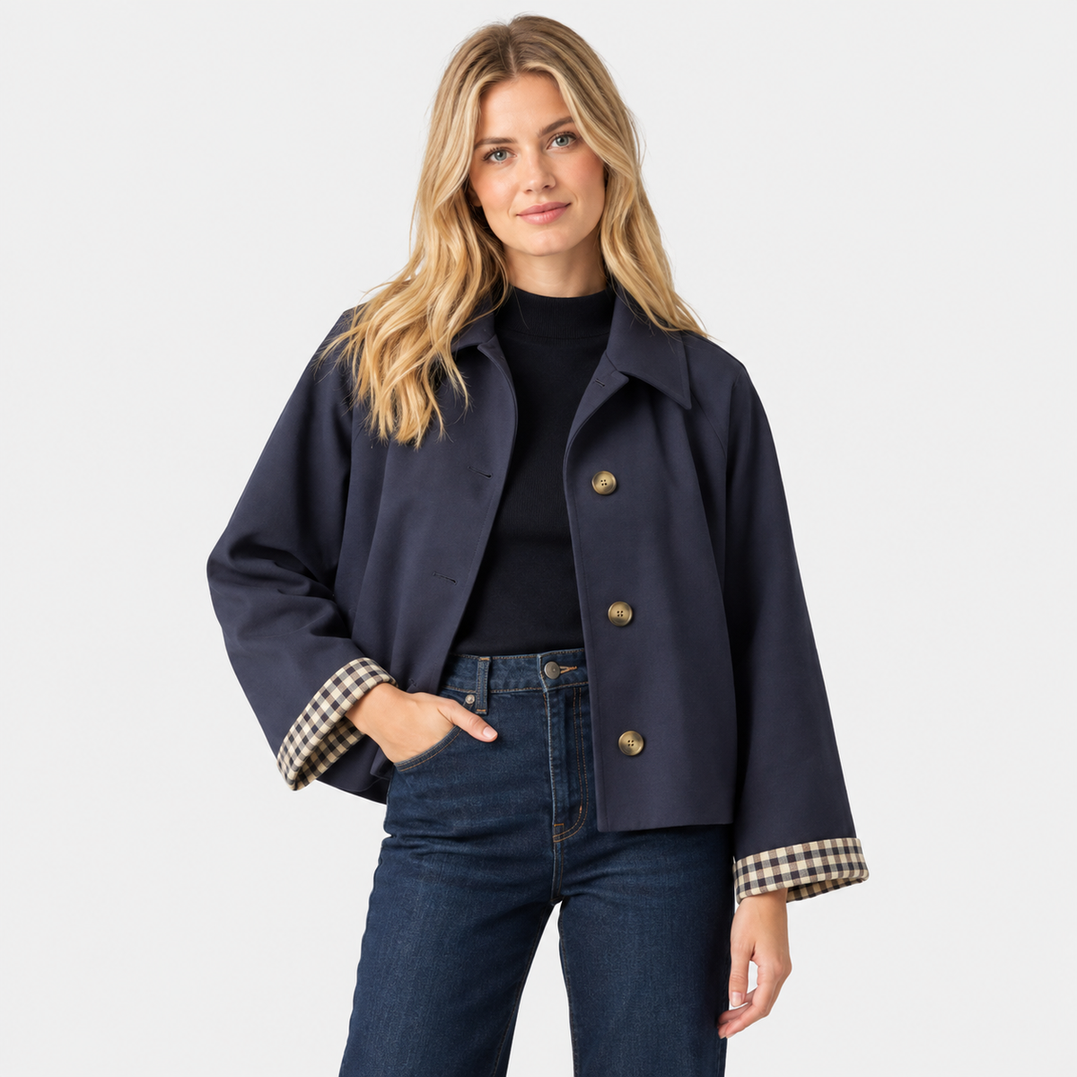 Women's Casual Jacket - Single-Breasted Woven Design