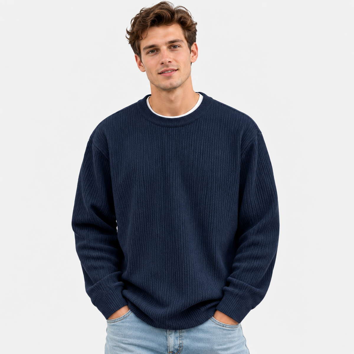 Men's Corduroy Crew Neck Sweatshirt - Long Sleeve