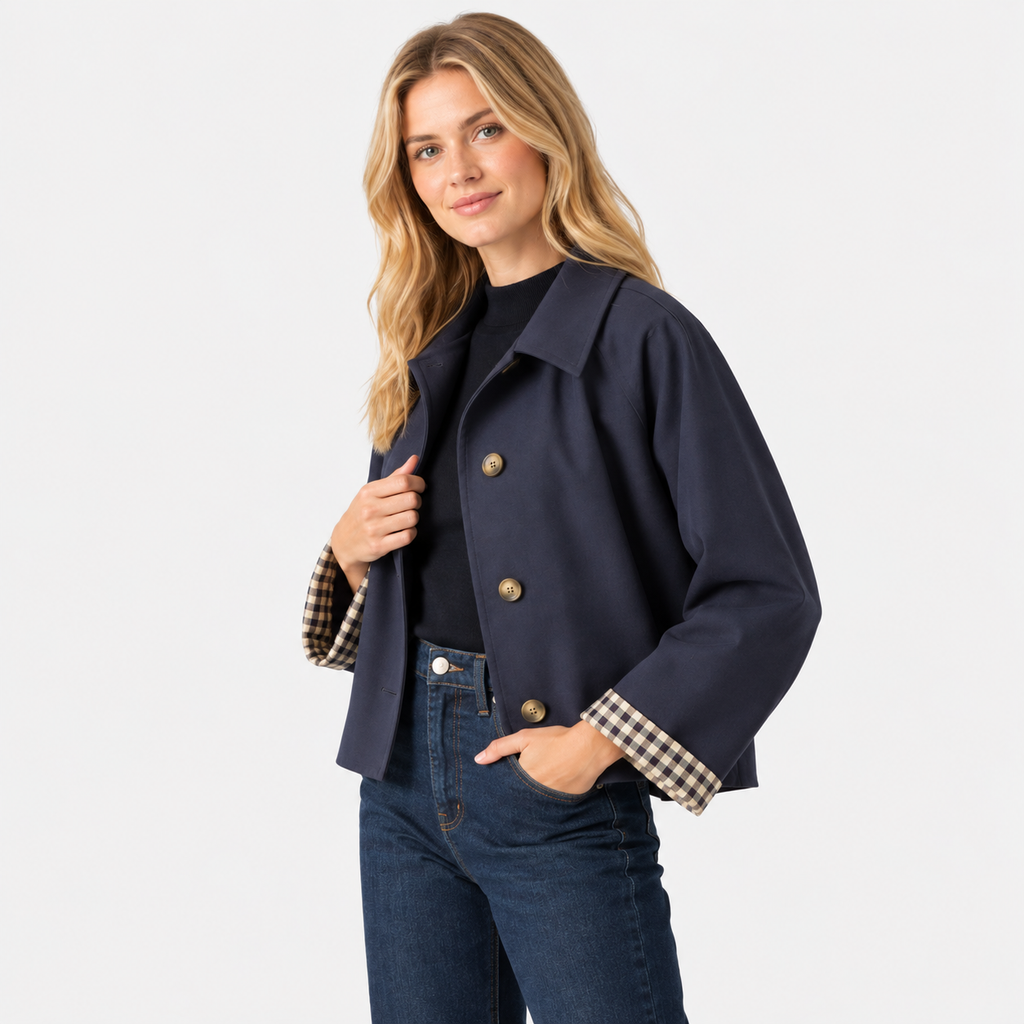 Women's Casual Jacket - Single-Breasted Woven Design