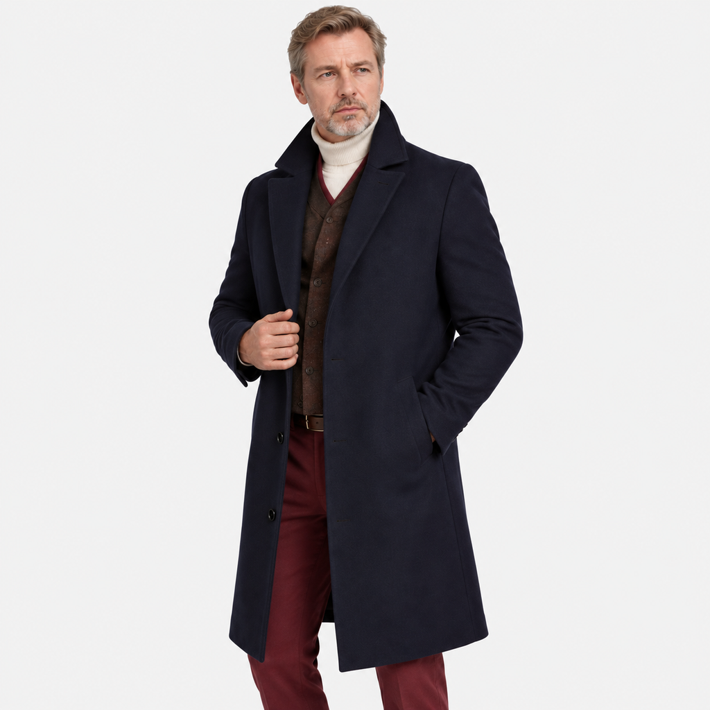 Men's Mid-Length Woolen Coat - Thickened Winter Style