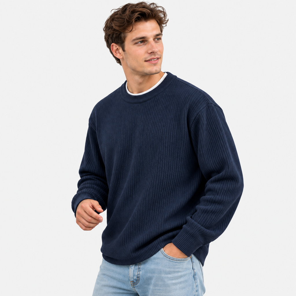Men's Corduroy Crew Neck Sweatshirt - Long Sleeve