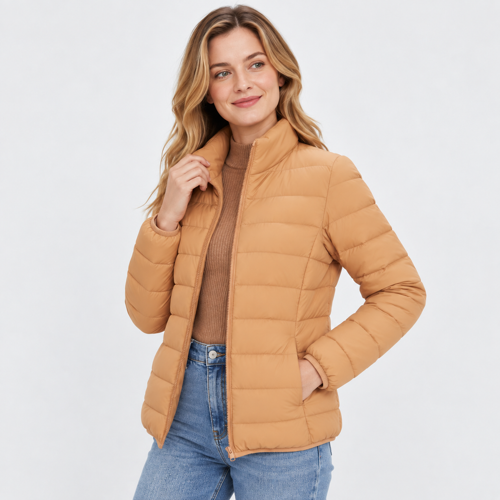 Women's Lightweight Down Jacket - Hooded with Pockets
