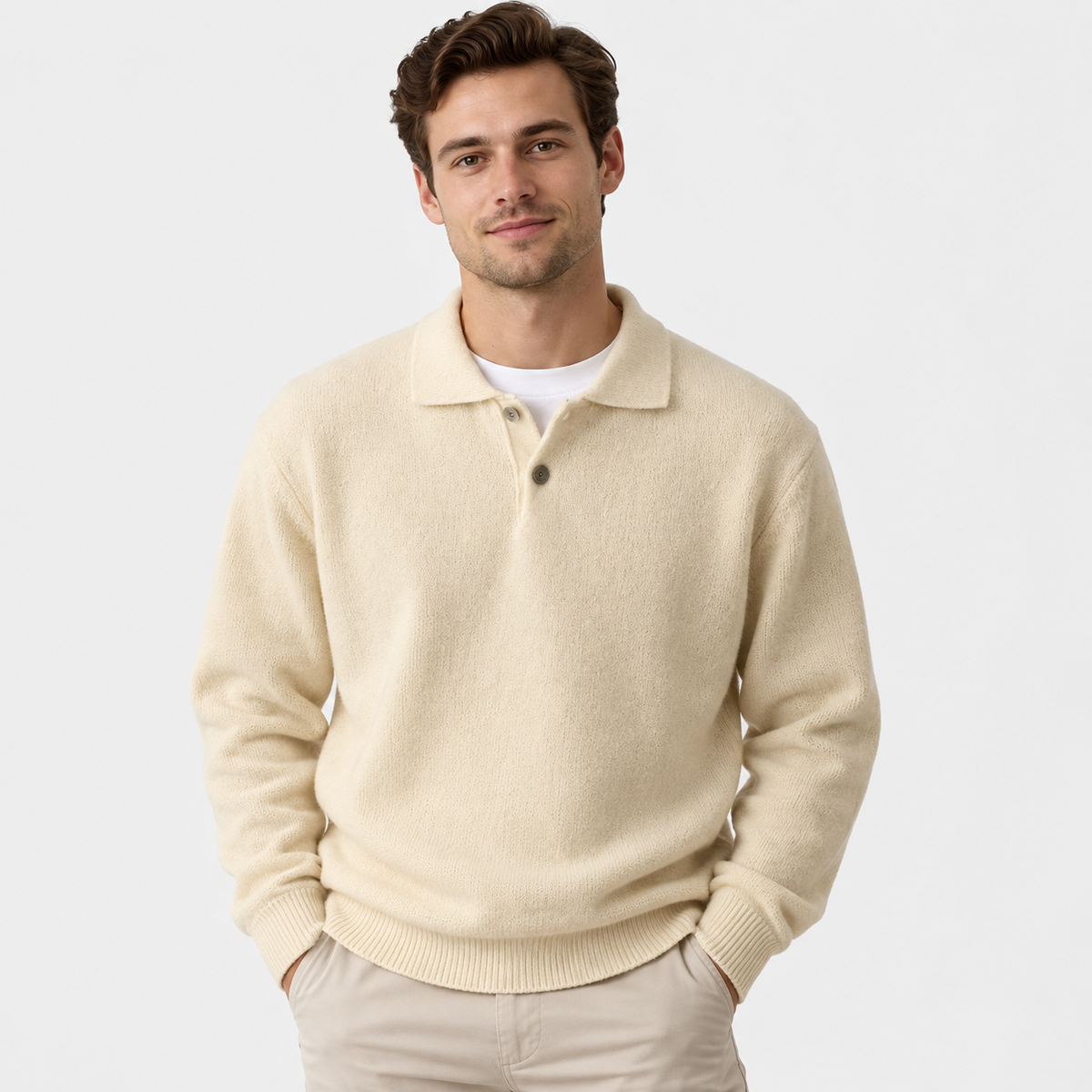 Men's Casual Pullover Sweater - Long Sleeve Loose Fit