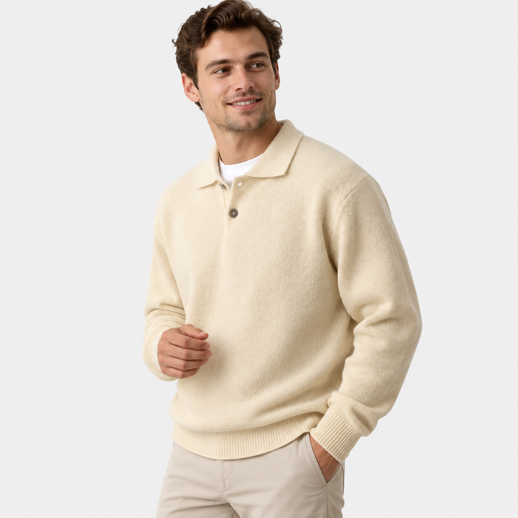 Men's Casual Pullover Sweater - Long Sleeve Loose Fit