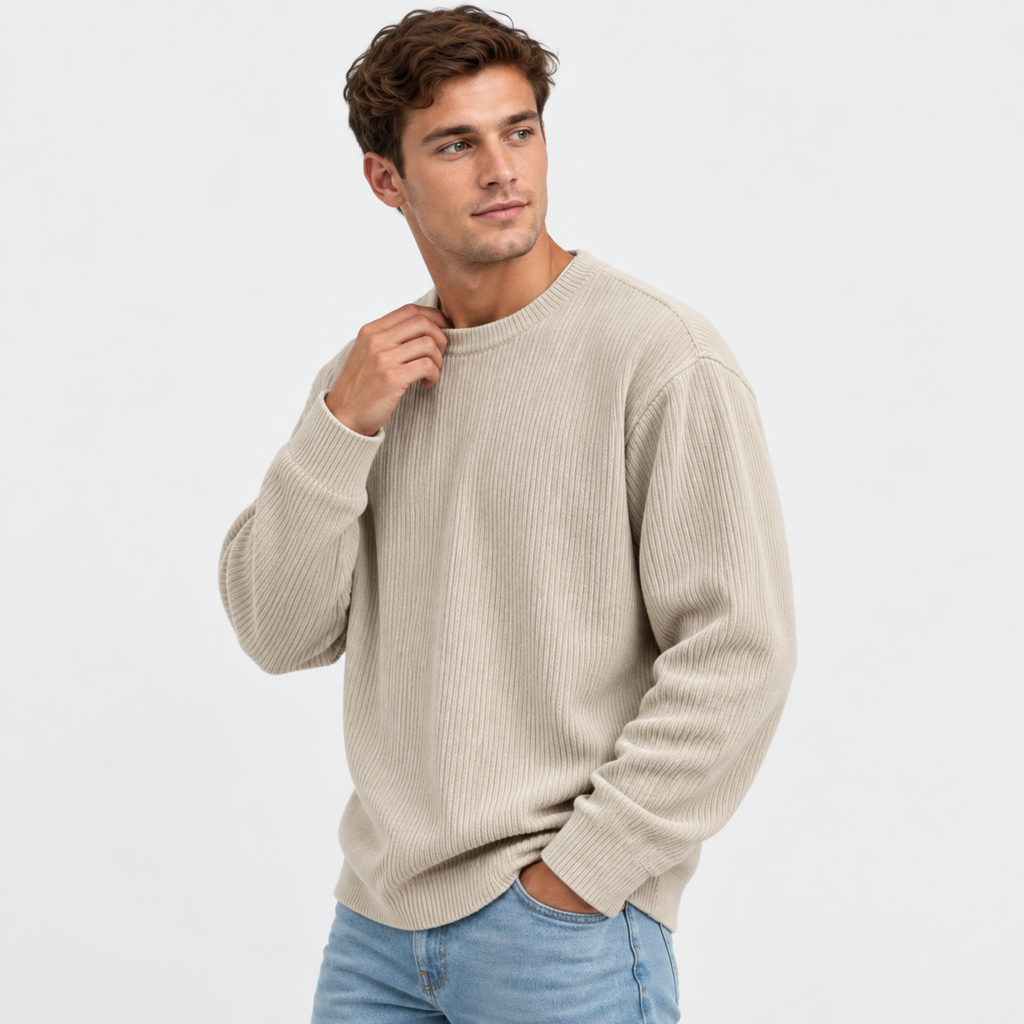 Men's Corduroy Crew Neck Sweatshirt - Long Sleeve