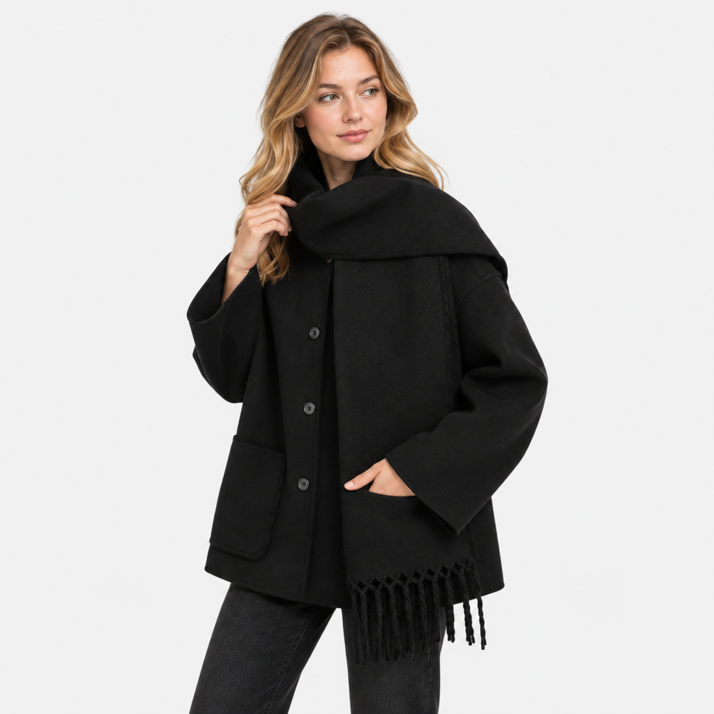 Women's Wool-Look Coat - Thick Loose Fit with Pockets