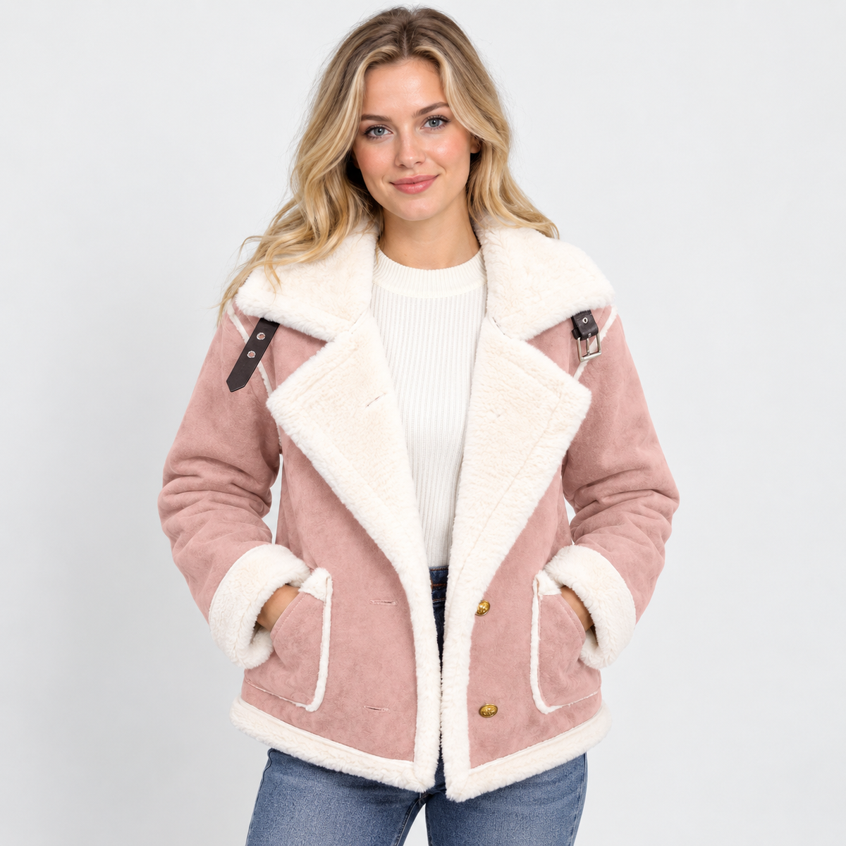Women's Lined Winter Jacket - Elegant Lapel Style