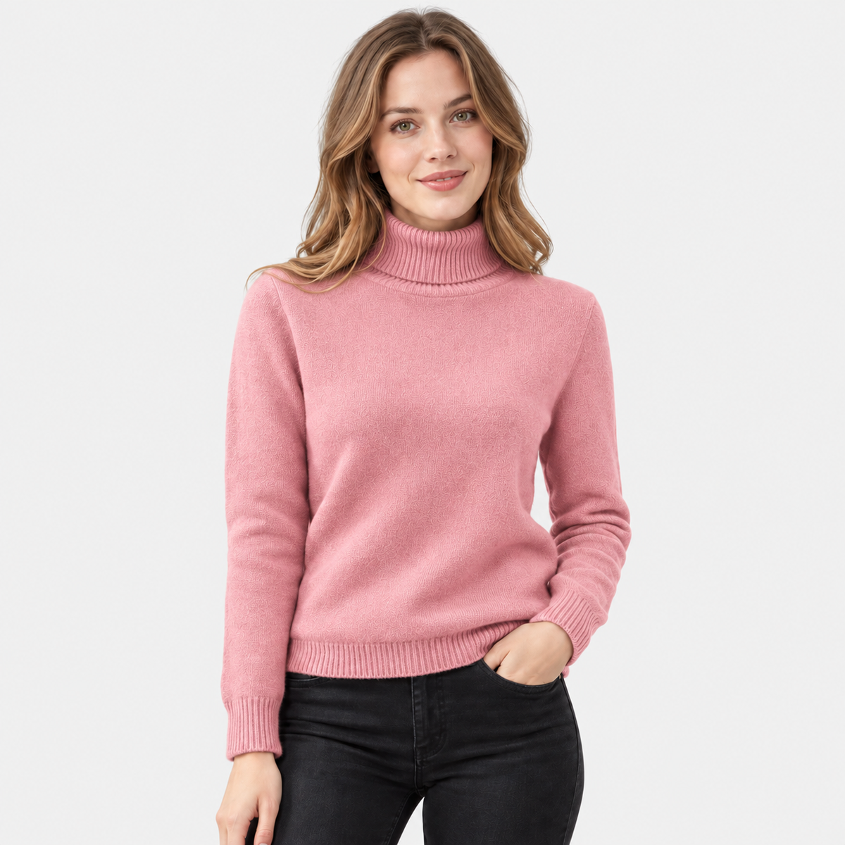 Women's Fleece Turtleneck Sweater - Long Sleeve Pullover