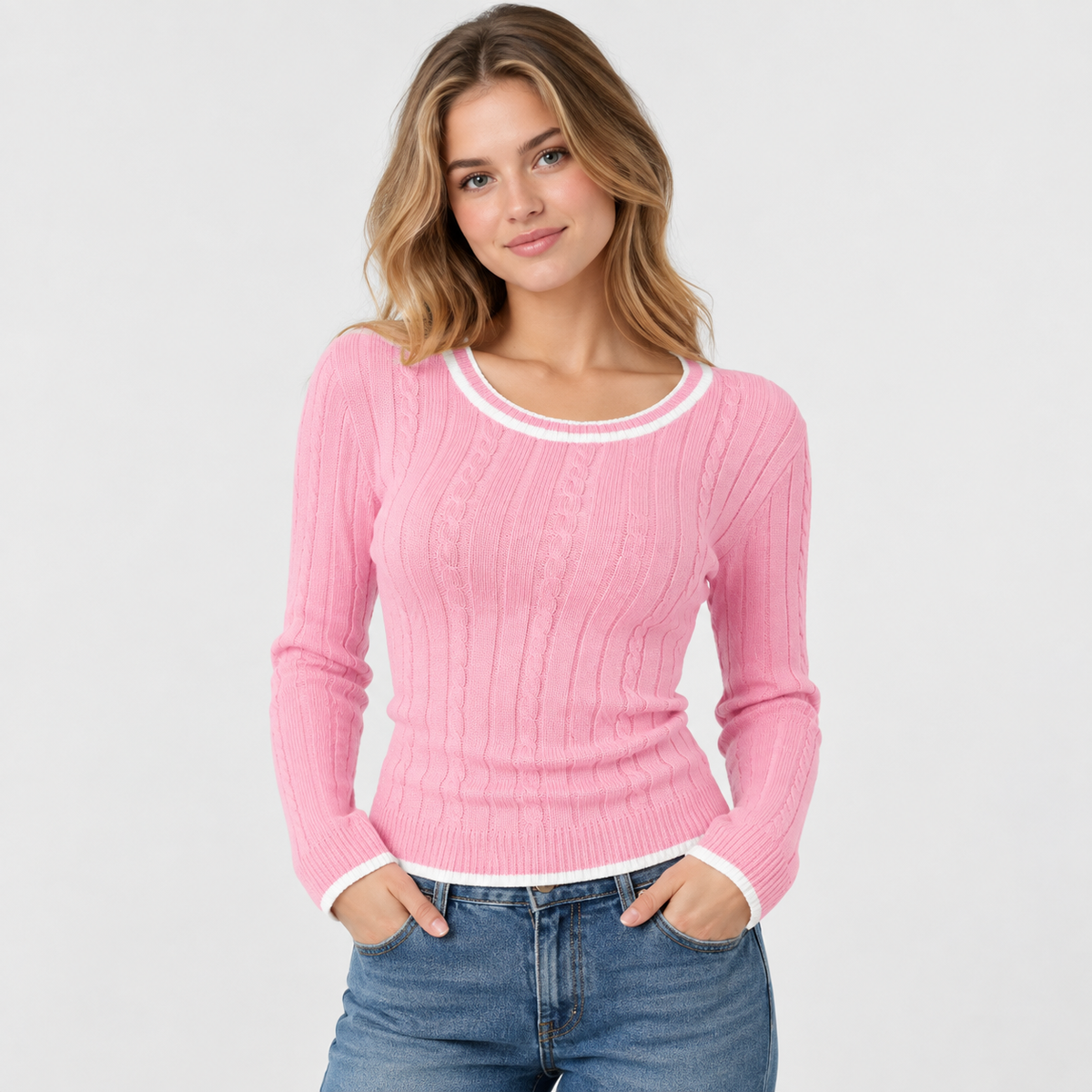 Women's Color Block V-Neck Sweater - Viscose Knit