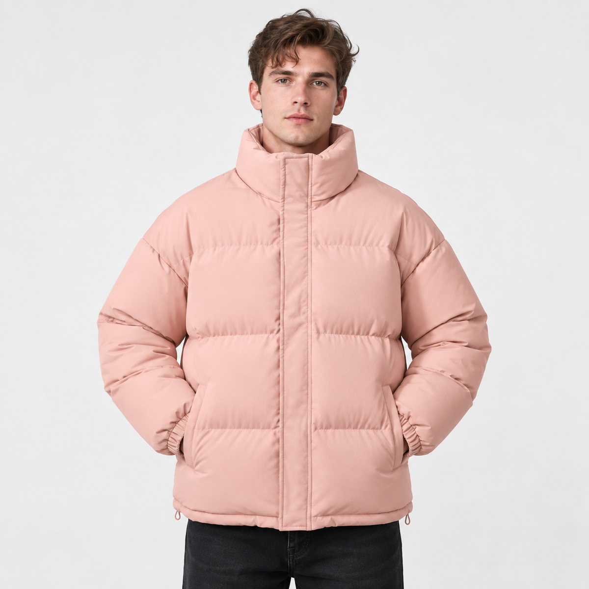 Men's Stand Collar Padded Coat - Thickened Loose Fit