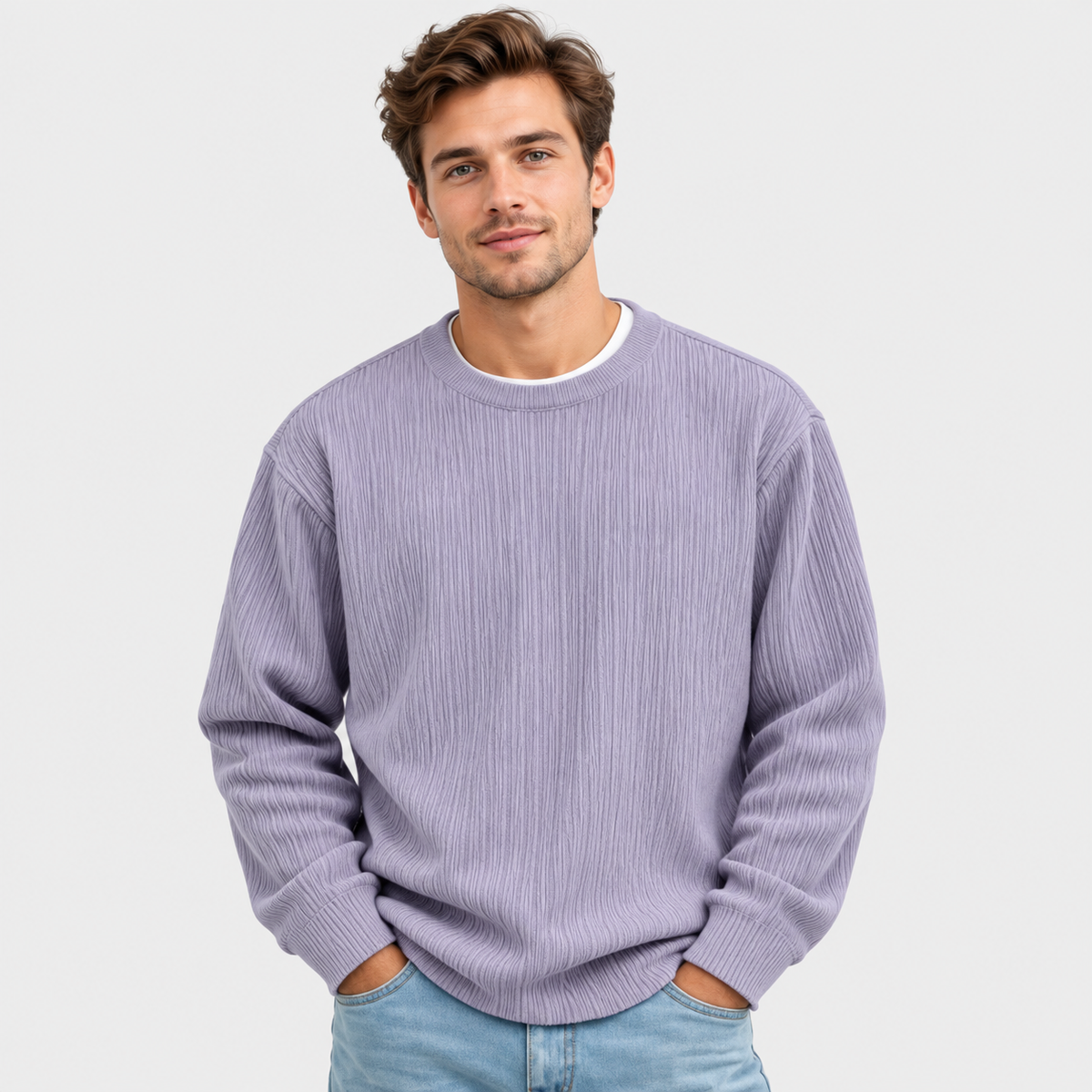 Men's Corduroy Crew Neck Sweatshirt - Long Sleeve