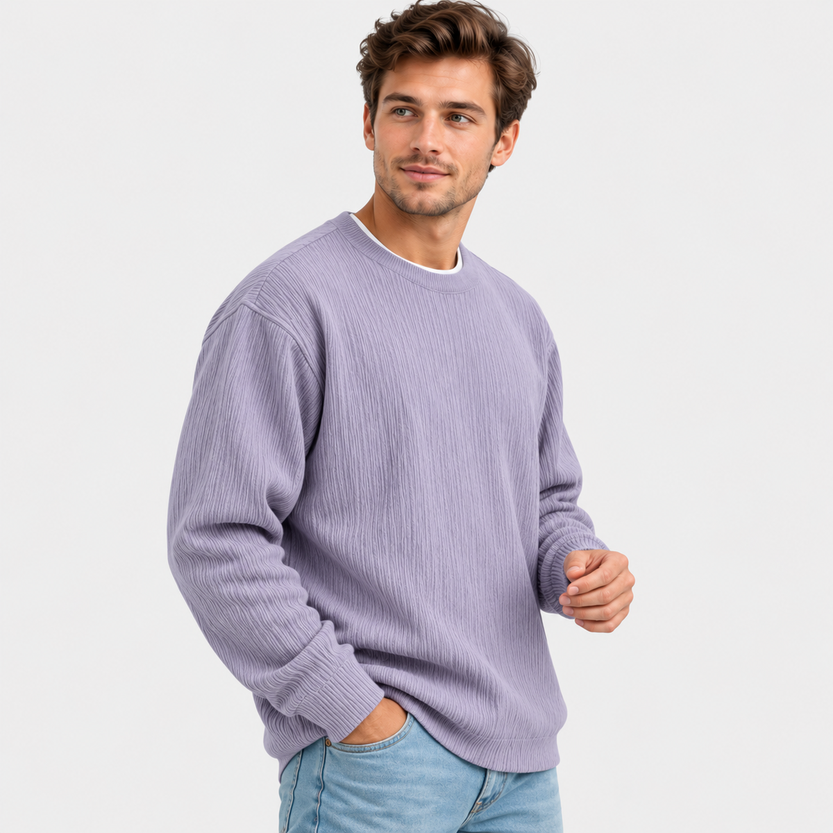 Men's Corduroy Crew Neck Sweatshirt - Long Sleeve