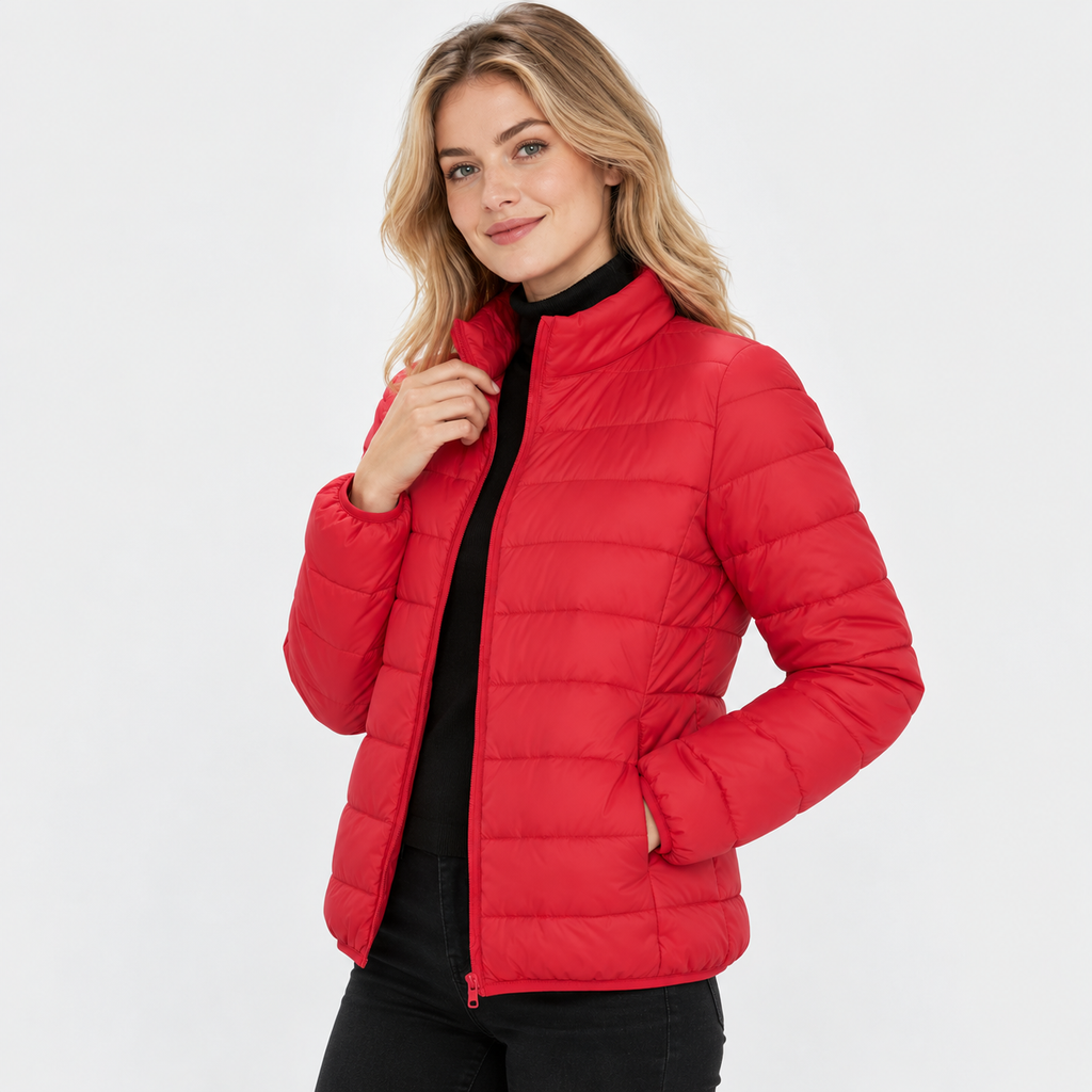Women's Lightweight Down Jacket - Hooded with Pockets