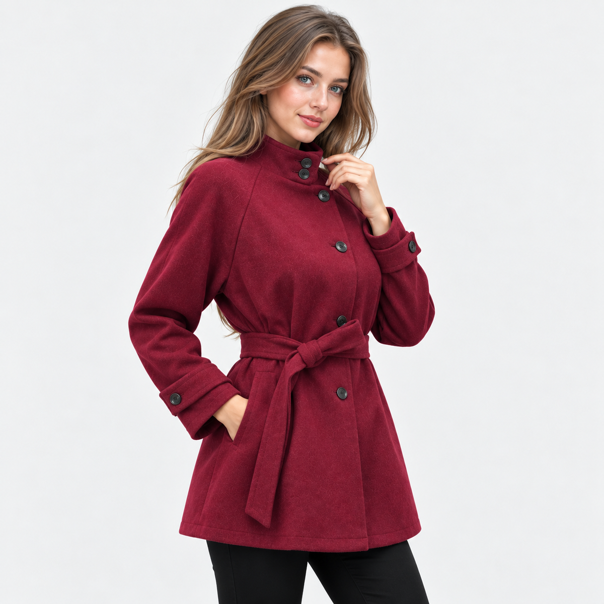 Women's Classic Woven Coat with Elegant Silhouette