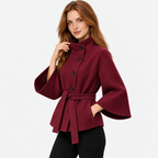 Women's Mandarin Collar Coat with Asymmetric Button Closure