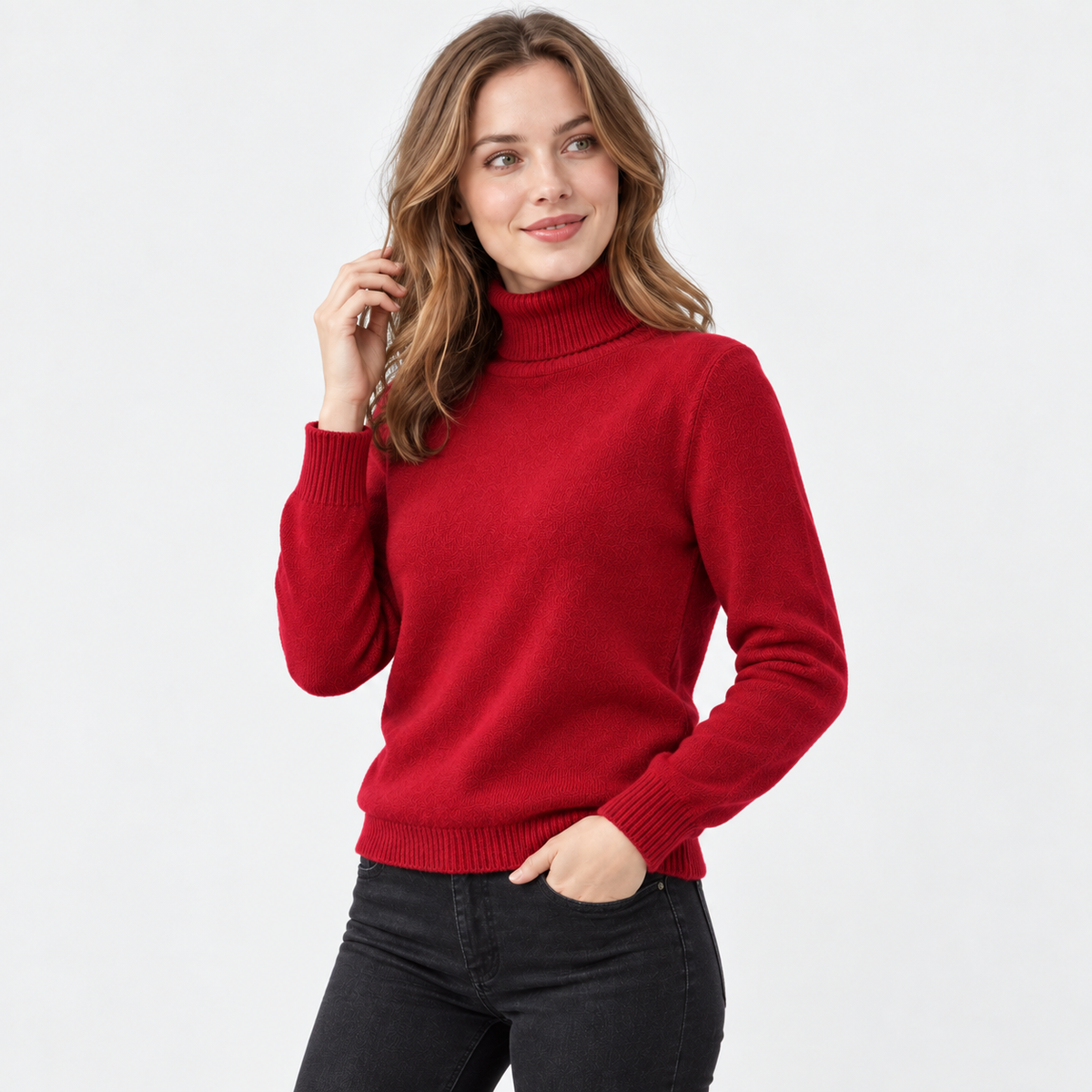 Women's Fleece Turtleneck Sweater - Long Sleeve Pullover