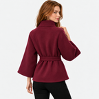 Women's Mandarin Collar Coat with Asymmetric Button Closure