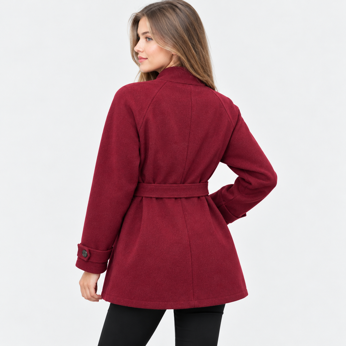 Women's Classic Woven Coat with Elegant Silhouette