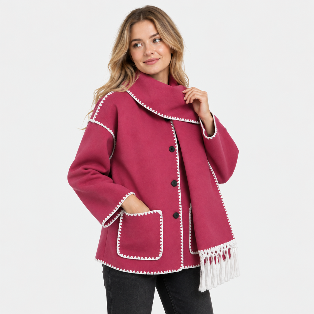 Women's Wool-Look Coat - Thick Loose Fit with Pockets
