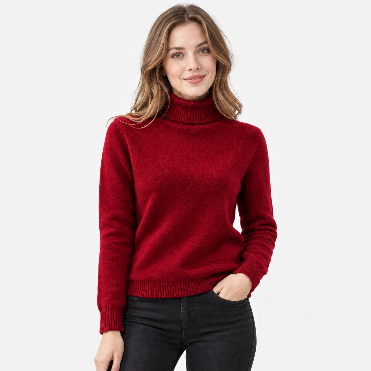 Women's Fleece Turtleneck Sweater - Long Sleeve Pullover