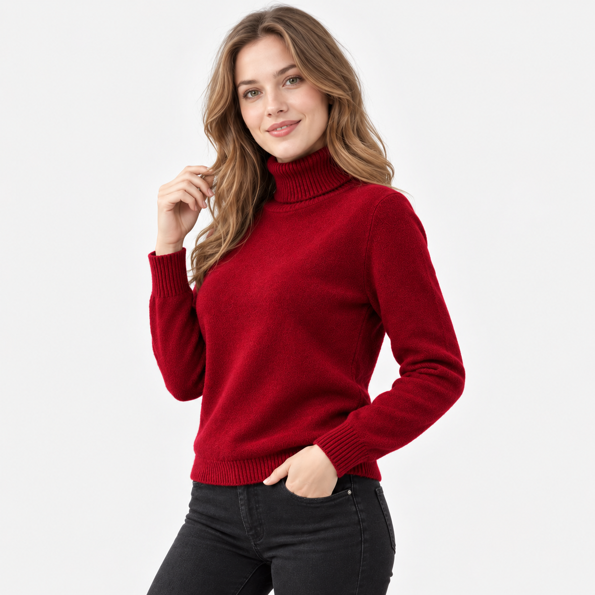 Women's Fleece Turtleneck Sweater - Long Sleeve Pullover