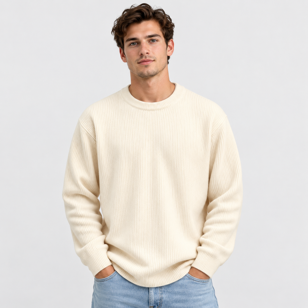 Men's Corduroy Crew Neck Sweatshirt - Long Sleeve