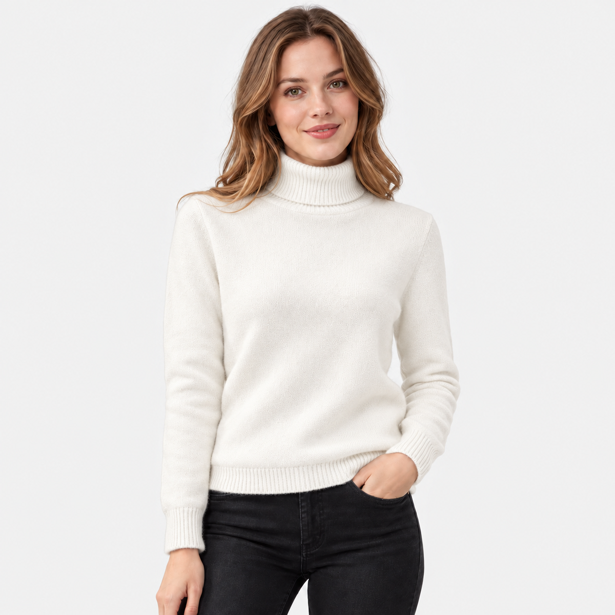 Women's Fleece Turtleneck Sweater - Long Sleeve Pullover