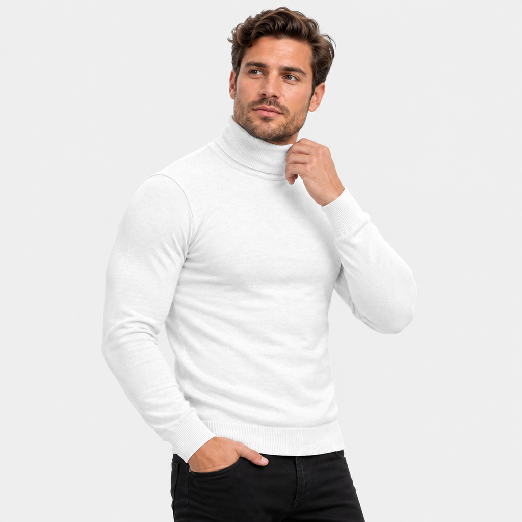 Men's Printed Turtleneck T-Shirt - Long Sleeve