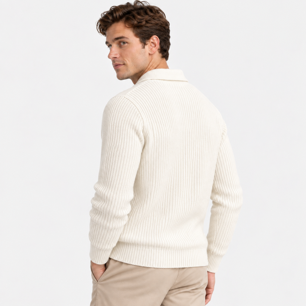 Men's Solid Color Pullover Sweater - Loose Fit