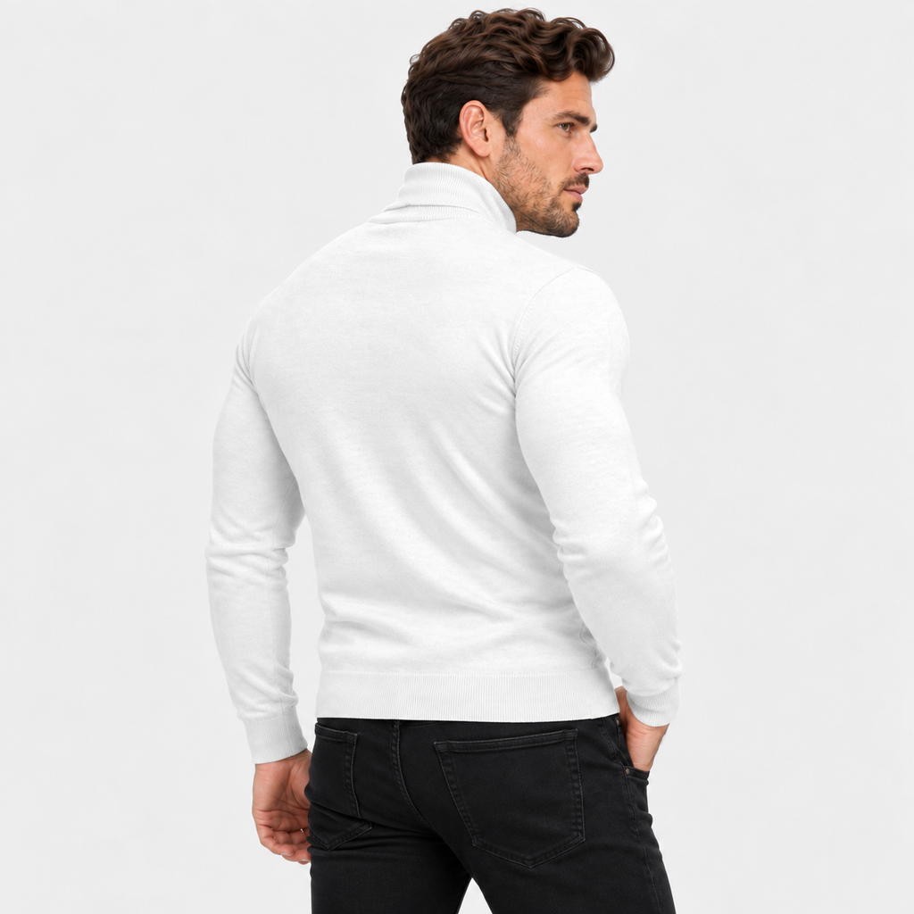 Men's Printed Turtleneck T-Shirt - Long Sleeve