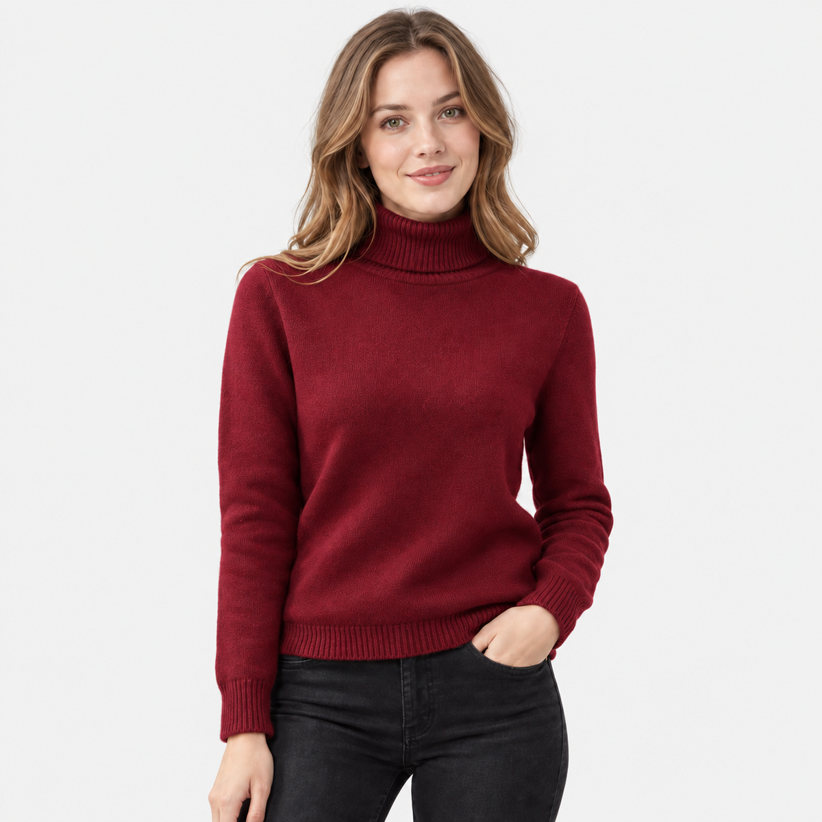 Women's Fleece Turtleneck Sweater - Long Sleeve Pullover