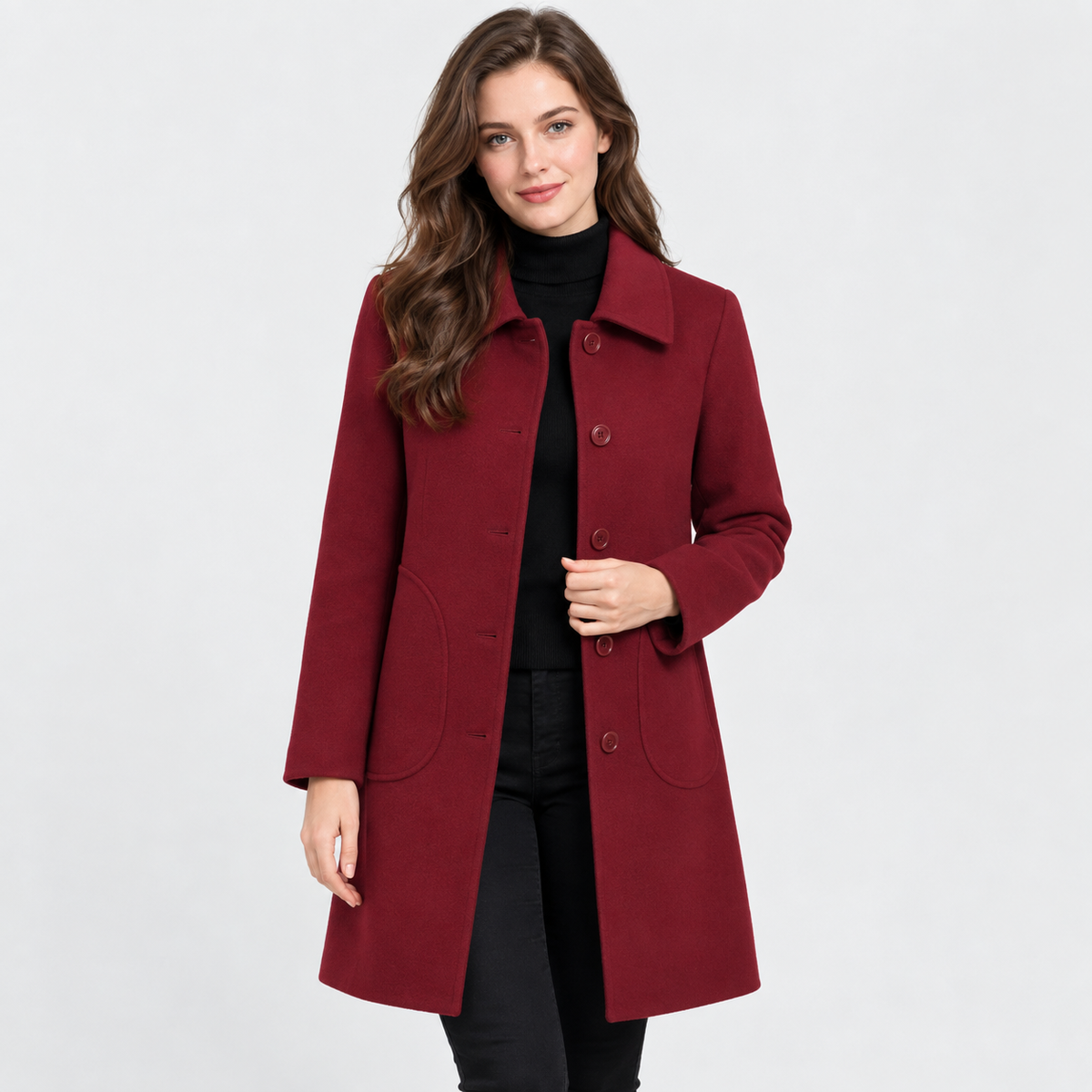 Women's Woolen Coat - Slim Fit Fall Winter Style
