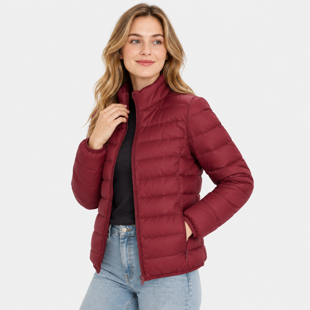 Women's Lightweight Down Jacket - Hooded with Pockets