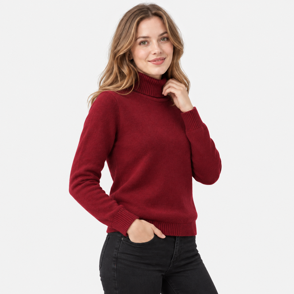 Women's Fleece Turtleneck Sweater - Long Sleeve Pullover