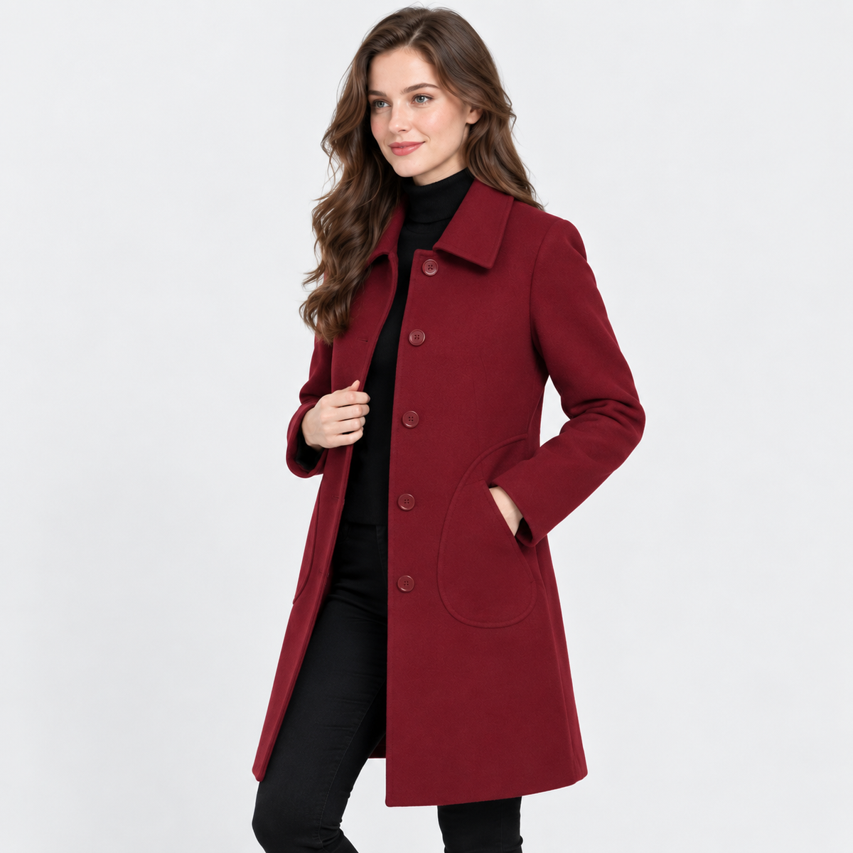 Women's Woolen Coat - Slim Fit Fall Winter Style