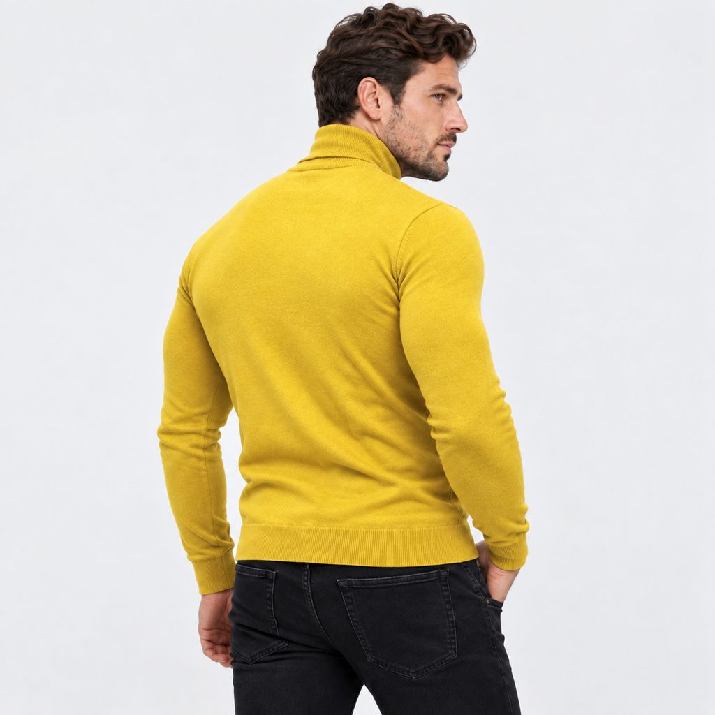 Men's Printed Turtleneck T-Shirt - Long Sleeve